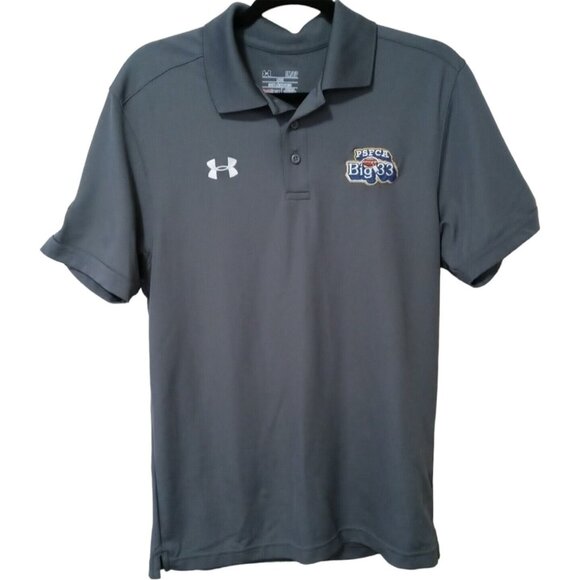 Under Armour HeatGear PSFCA Big 33 Grey Polo Shirt S Loose Fit Embroidered Logo - Picture 9 of 9